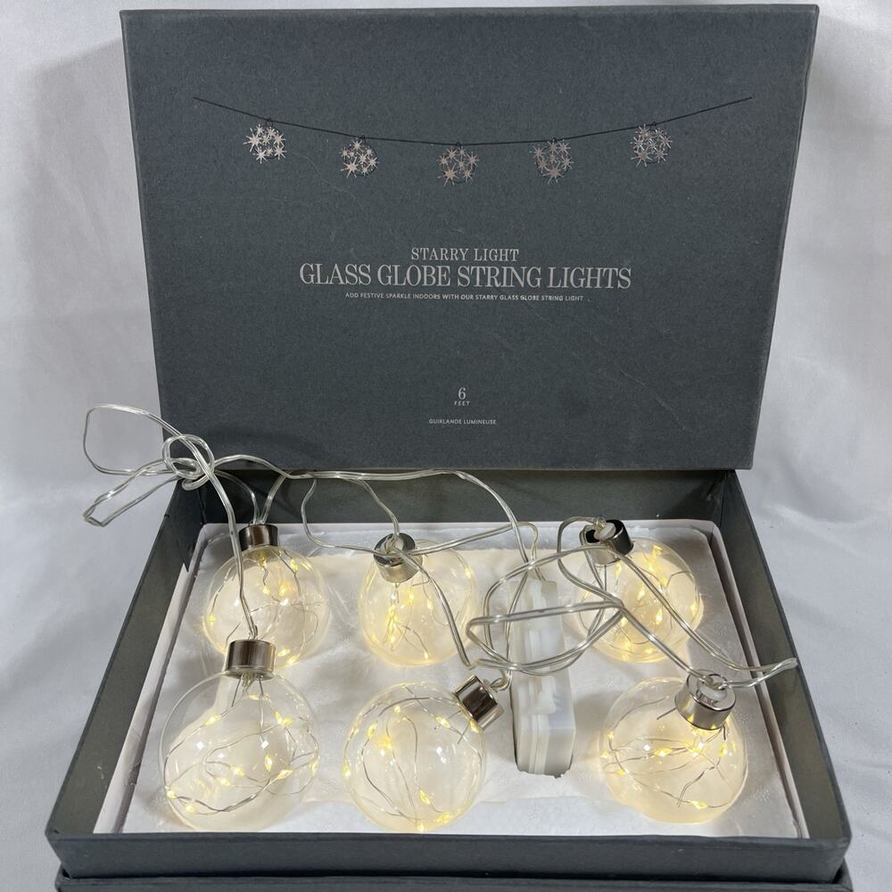 Restoration Hardware Starry Light 6 Filament Globe String Lights Silver *READ